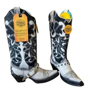 Corral Black and White Ankle Boots